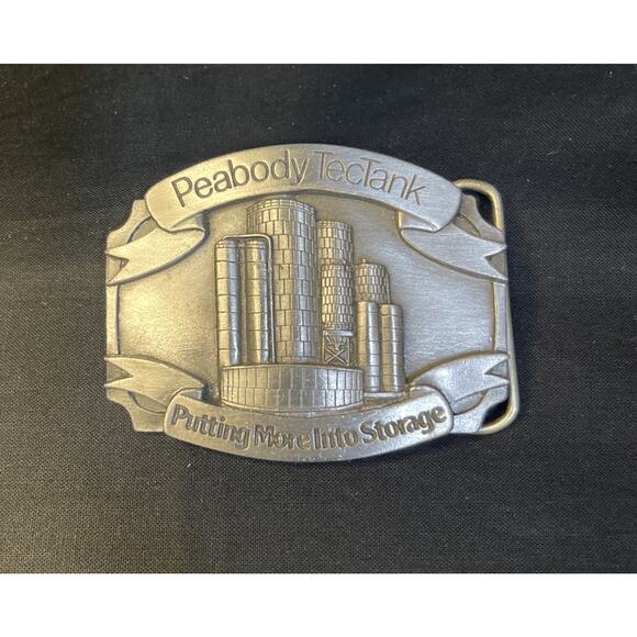 Vintage Peabody Tectank 1988 Limited Edition Employee Pewter Belt Buckle - Picture 1 of 5